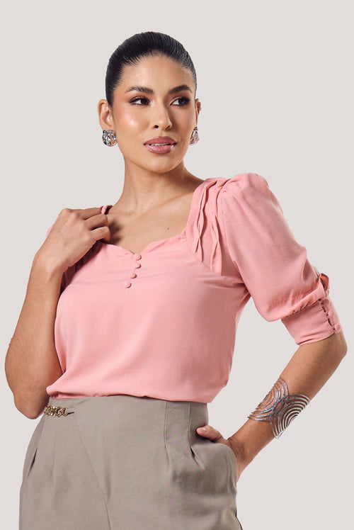 Carregar imagem 2 na visualização da galeria. Blusa Com Pregas Fixados