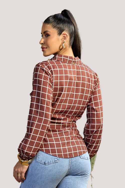 Carregar imagem 1 na visualização da galeria. Blusa Camisa  Ajustada Com Mangas Longas