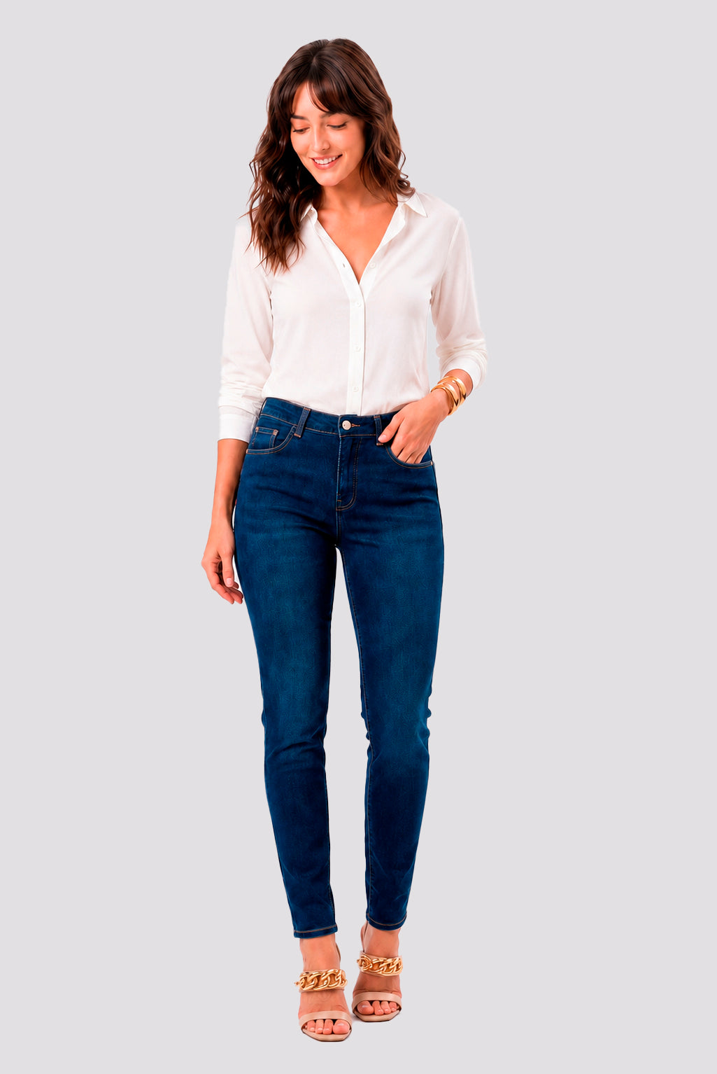Calca Skinny Com Pespontos Contrastantes Eston