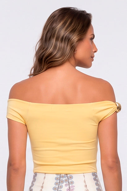 Blusa Ombro A Ombro Com Detalhe Dourado