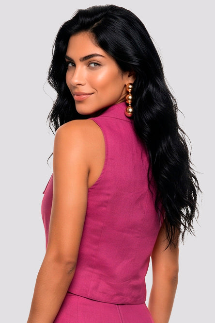 Blusa Colete Com Maxi Gola E Abotoamento