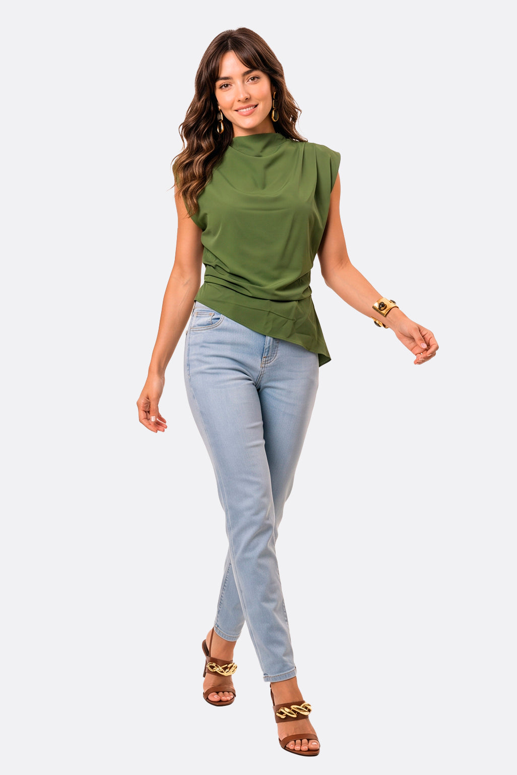 Calca Skinny Com Pespontos Contrastantes