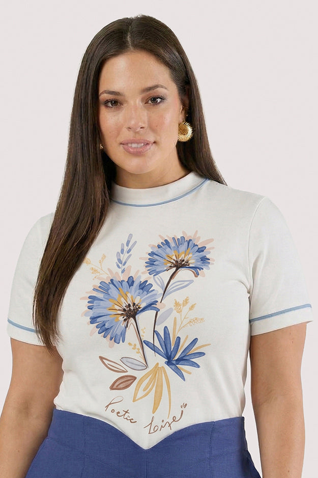Blusa Baby Look Com Gola E Vivos Contrastantes