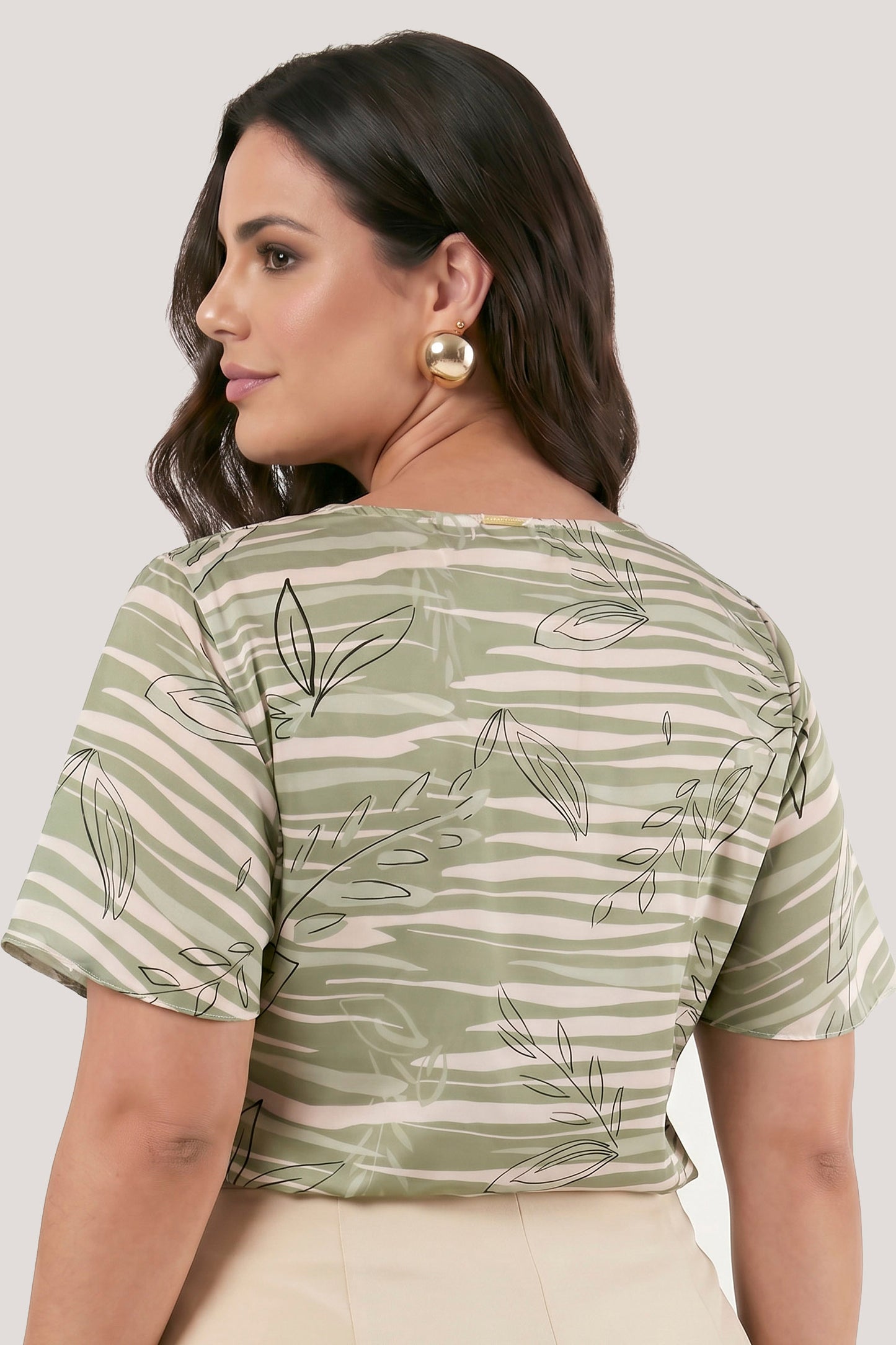 Blusa Canoa Estampa Organica