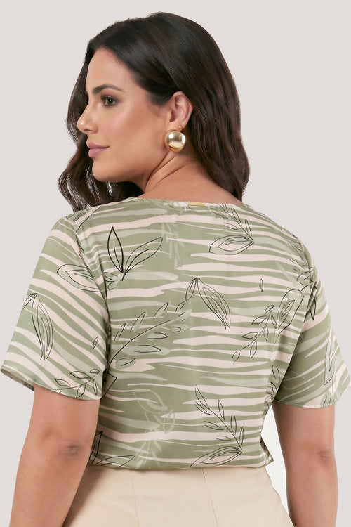 Carregar imagem 5 na visualização da galeria. Blusa Canoa Estampa Organica