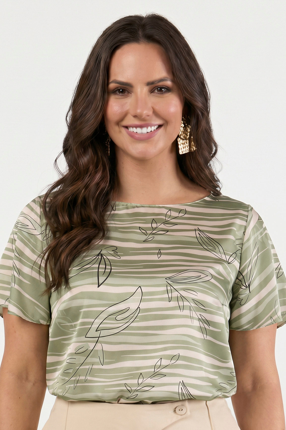 Blusa Canoa Estampa Organica