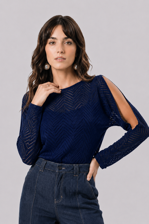 Carregar imagem 3 na visualização da galeria. Blusa Com Abertura Nas Mangas