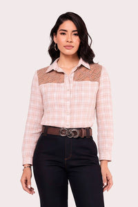Blusa Ajustada Com Mangas Longas E Renda