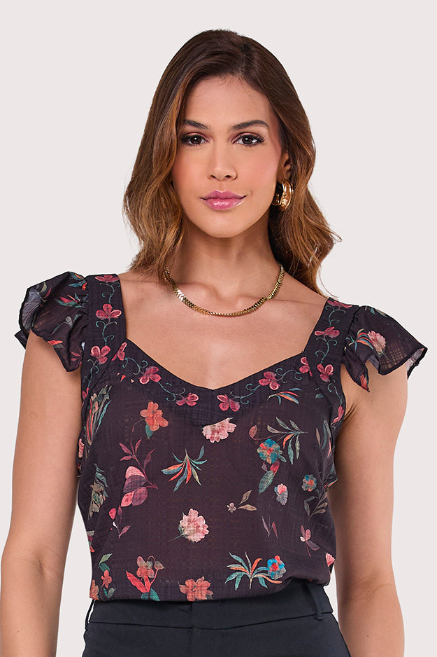 Blusa Decote V E Babados