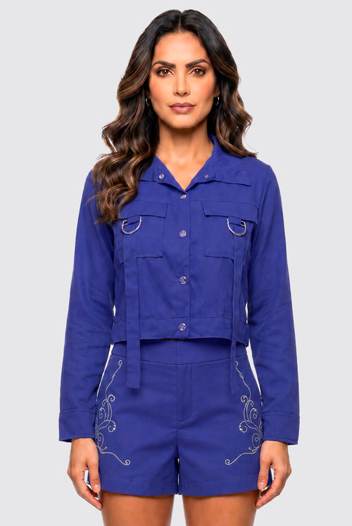 Carregar imagem 5 na visualização da galeria. Outwear Cropped Com Bolso