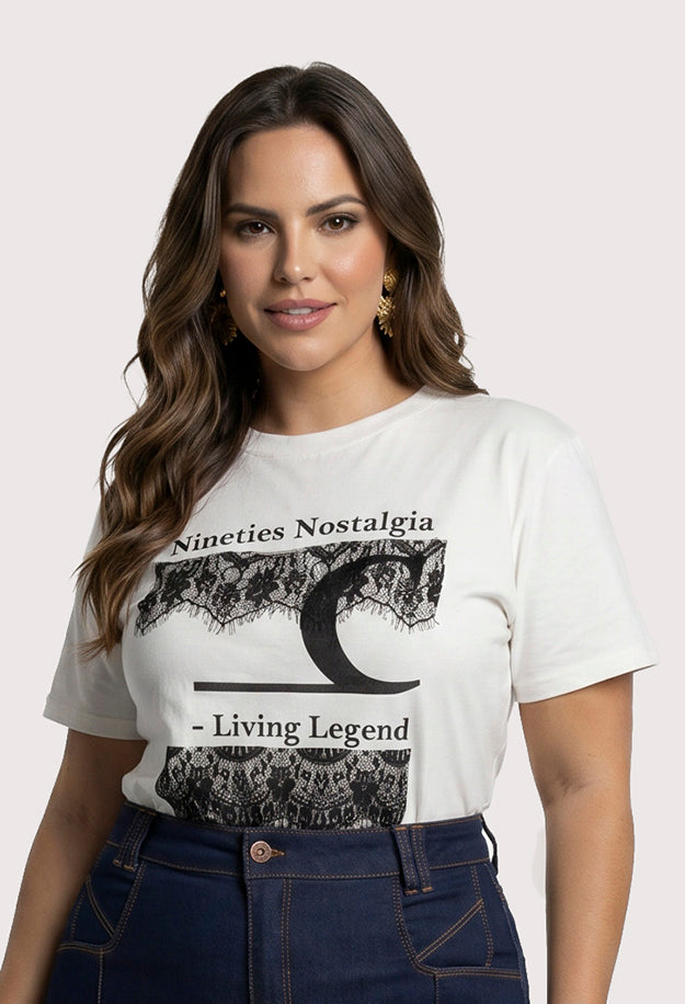 Blusa T-shirt Com Renda